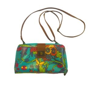 Sakroots Multicolor Floral butterfly vibrant colorful Crossbody Wallet Bag